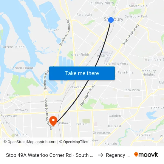 Stop 49A Waterloo Corner Rd - South West side to Regency Park map