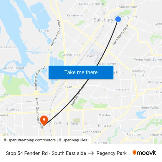 Stop 54 Fenden Rd - South East side to Regency Park map
