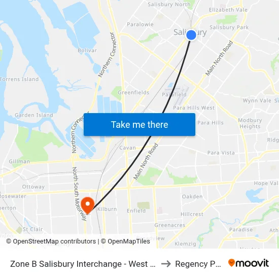 Zone B Salisbury Interchange - West Side to Regency Park map