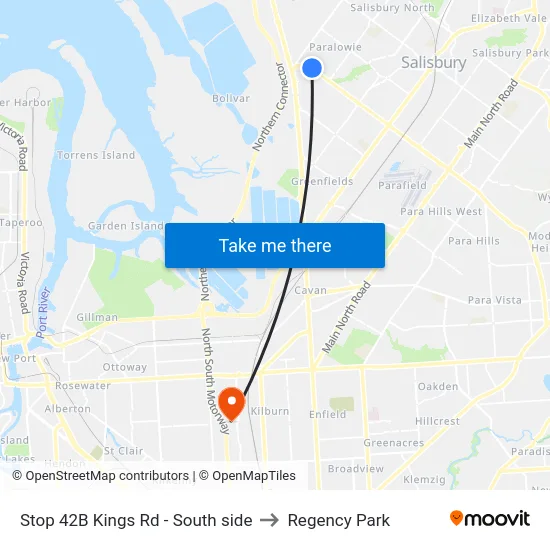 Stop 42B Kings Rd - South side to Regency Park map