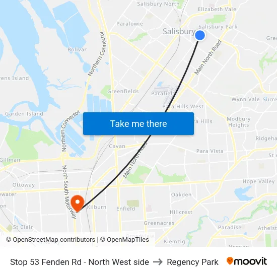 Stop 53 Fenden Rd - North West side to Regency Park map