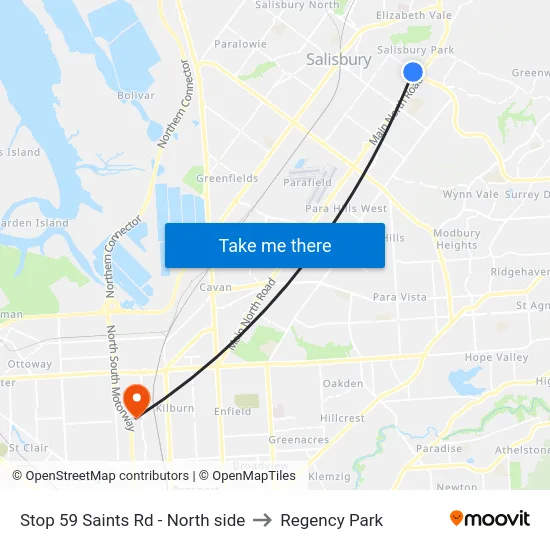 Stop 59 Saints Rd - North side to Regency Park map