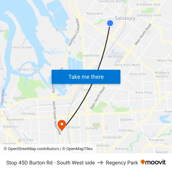Stop 45D Burton Rd - South West side to Regency Park map