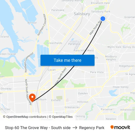 Stop 60 The Grove Way - South side to Regency Park map