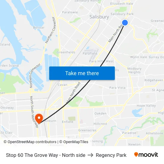 Stop 60 The Grove Way - North side to Regency Park map