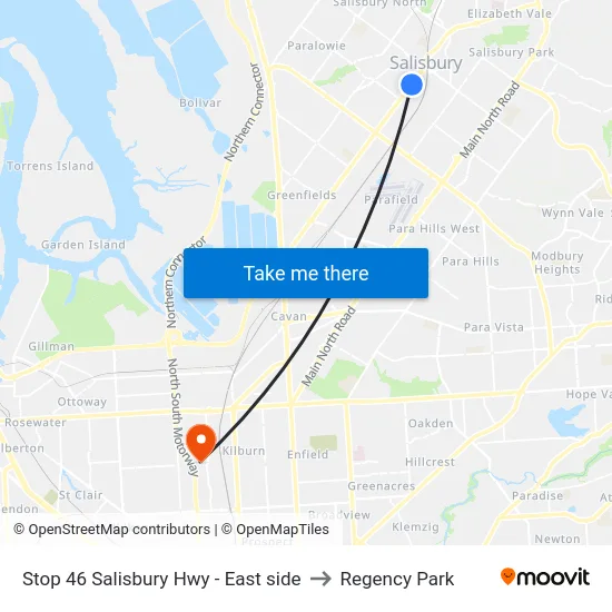 Stop 46 Salisbury Hwy - East side to Regency Park map