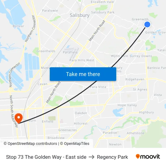 Stop 73 The Golden Way - East side to Regency Park map