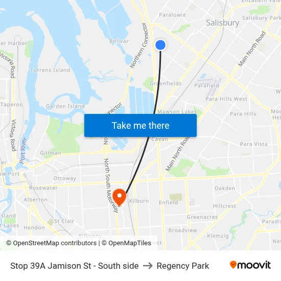 Stop 39A Jamison St - South side to Regency Park map