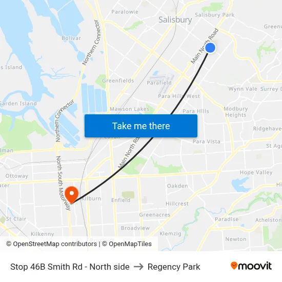 Stop 46B Smith Rd - North side to Regency Park map