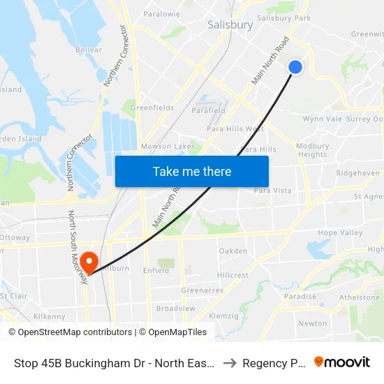 Stop 45B Buckingham Dr - North East side to Regency Park map