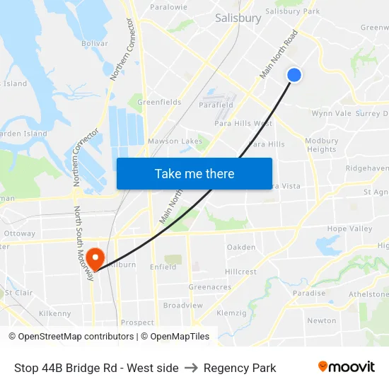 Stop 44B Bridge Rd - West side to Regency Park map
