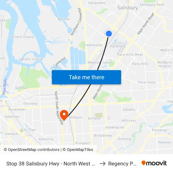 Stop 38 Salisbury Hwy - North West side to Regency Park map