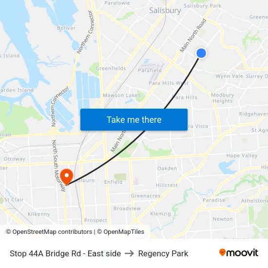 Stop 44A Bridge Rd - East side to Regency Park map