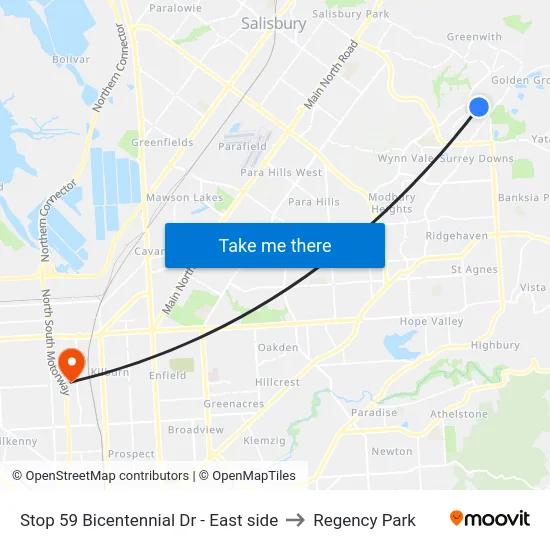 Stop 59 Bicentennial Dr - East side to Regency Park map