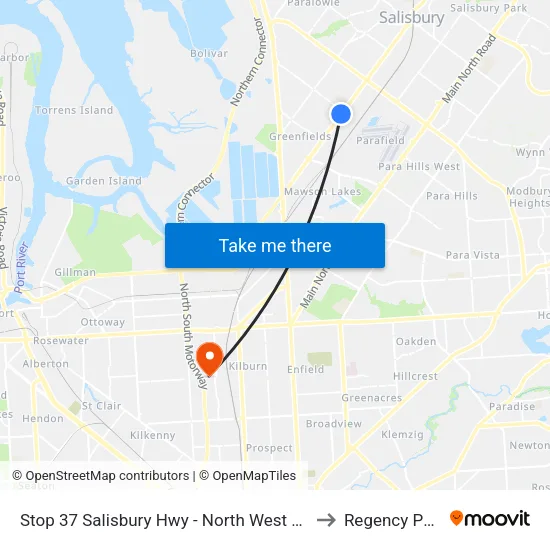 Stop 37 Salisbury Hwy - North West side to Regency Park map