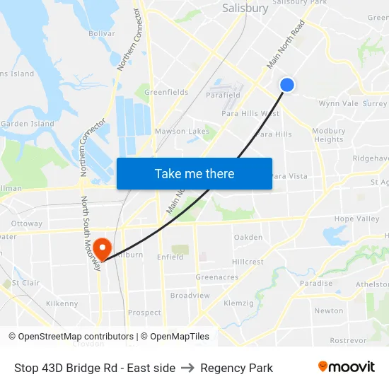 Stop 43D Bridge Rd - East side to Regency Park map