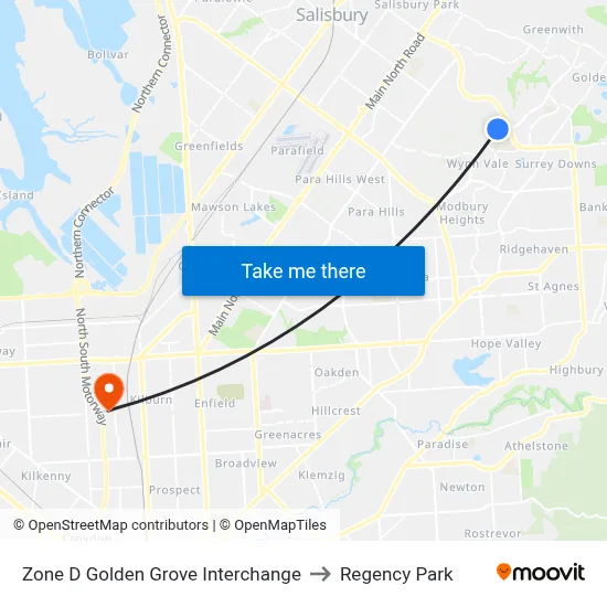 Zone D Golden Grove Interchange to Regency Park map