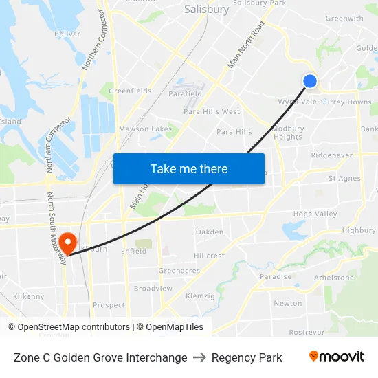 Zone C Golden Grove Interchange to Regency Park map