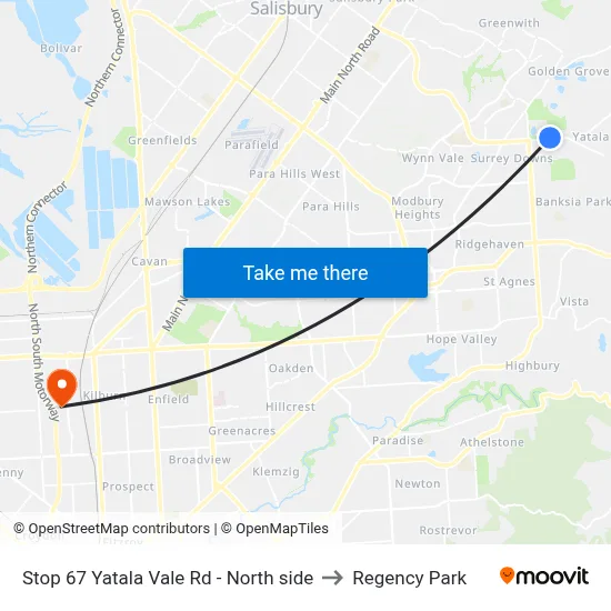 Stop 67 Yatala Vale Rd - North side to Regency Park map