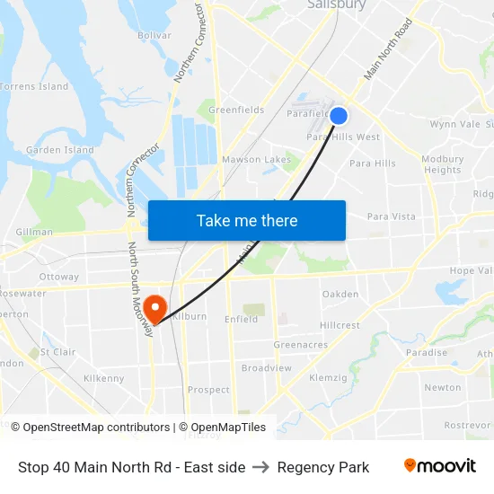 Stop 40 Main North Rd - East side to Regency Park map