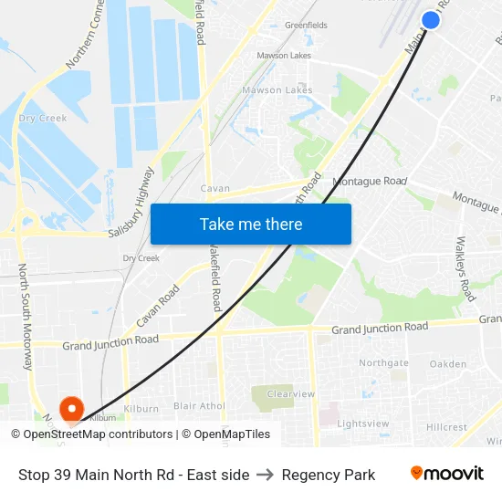 Stop 39 Main North Rd - East side to Regency Park map