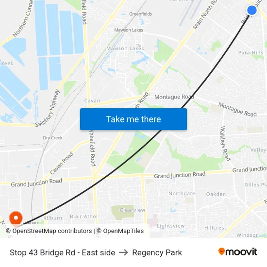 Stop 43 Bridge Rd - East side to Regency Park map