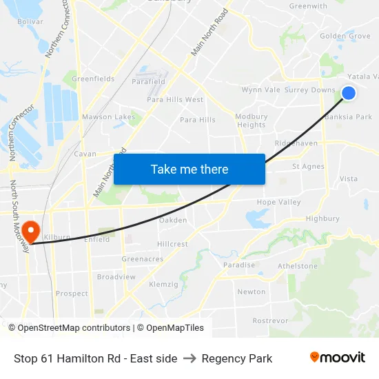 Stop 61 Hamilton Rd - East side to Regency Park map
