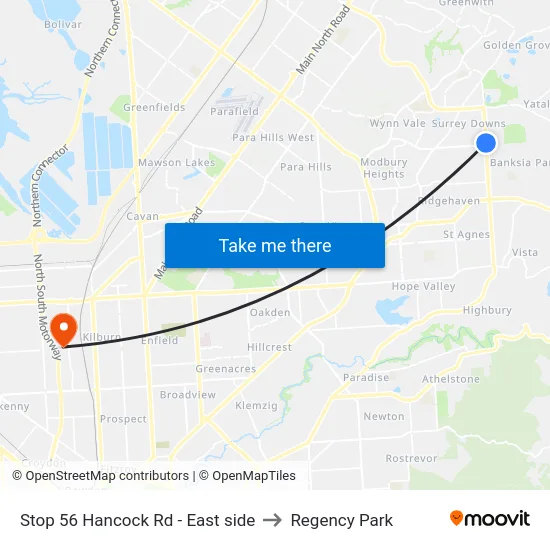 Stop 56 Hancock Rd - East side to Regency Park map