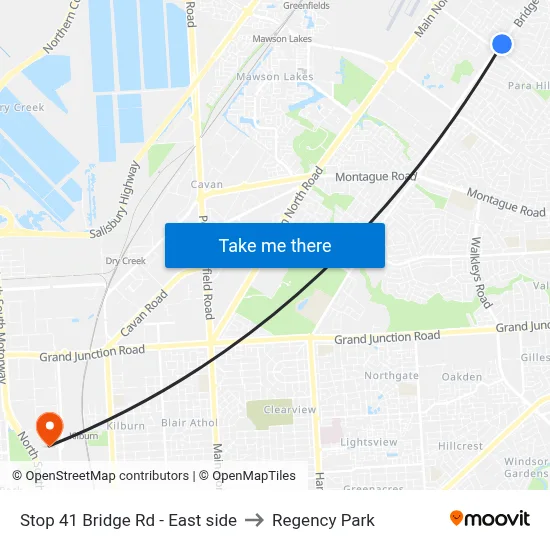 Stop 41 Bridge Rd - East side to Regency Park map