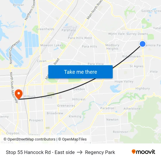 Stop 55 Hancock Rd - East side to Regency Park map