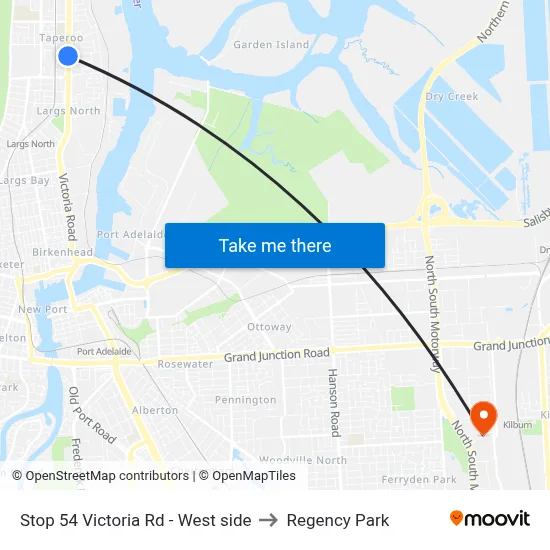 Stop 54 Victoria Rd - West side to Regency Park map