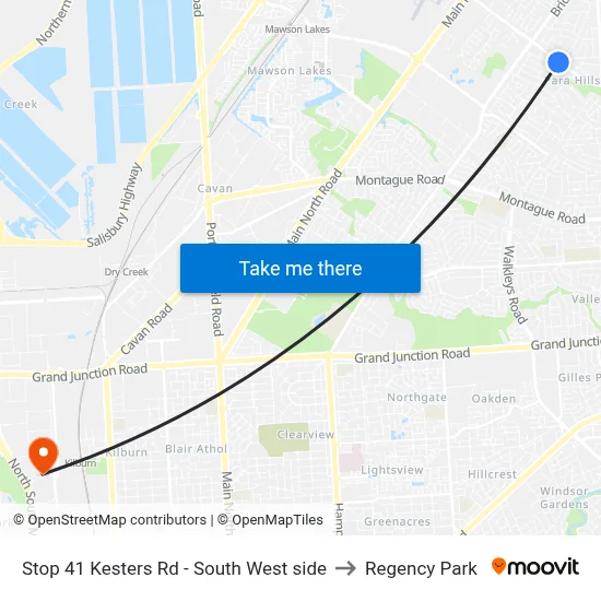Stop 41 Kesters Rd - South West side to Regency Park map