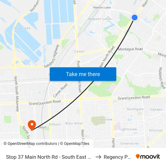 Stop 37 Main North Rd - South East side to Regency Park map