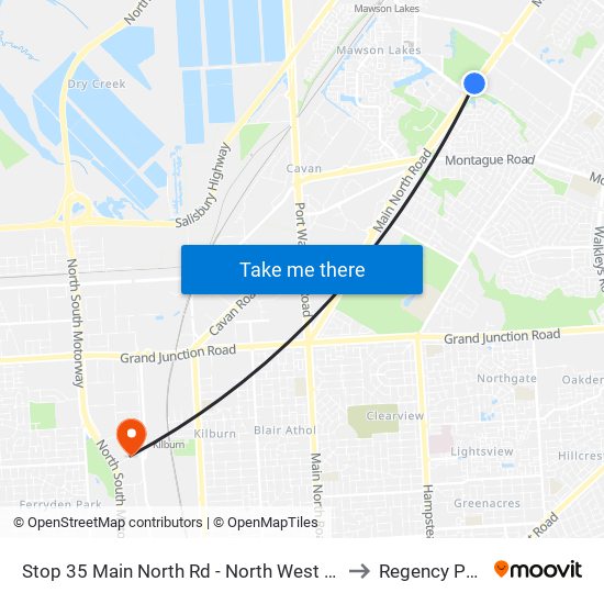 Stop 35 Main North Rd - North West side to Regency Park map