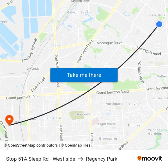 Stop 51A Sleep Rd - West side to Regency Park map