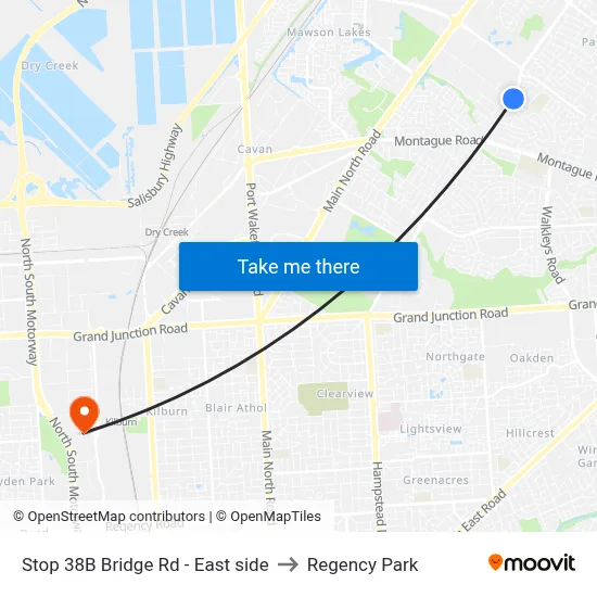 Stop 38B Bridge Rd - East side to Regency Park map