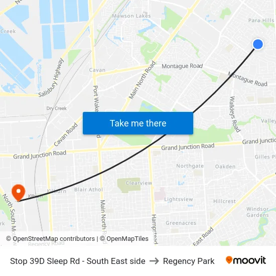Stop 39D Sleep Rd - South East side to Regency Park map