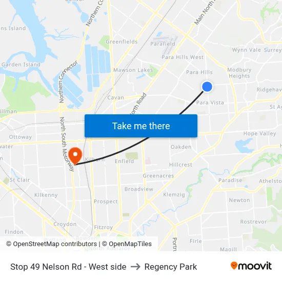Stop 49 Nelson Rd - West side to Regency Park map