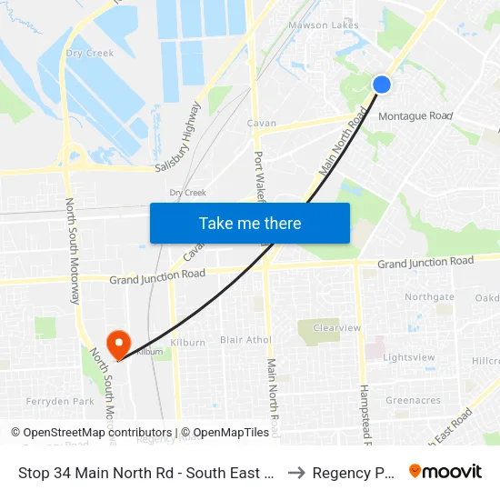Stop 34 Main North Rd - South East side to Regency Park map