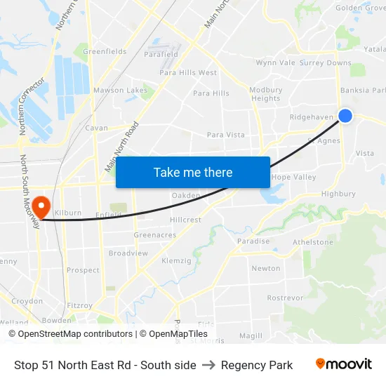Stop 51 North East Rd - South side to Regency Park map