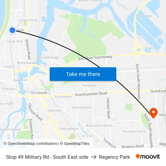 Stop 49 Military Rd - South East side to Regency Park map