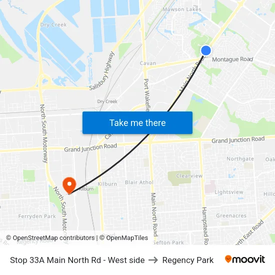 Stop 33A Main North Rd - West side to Regency Park map