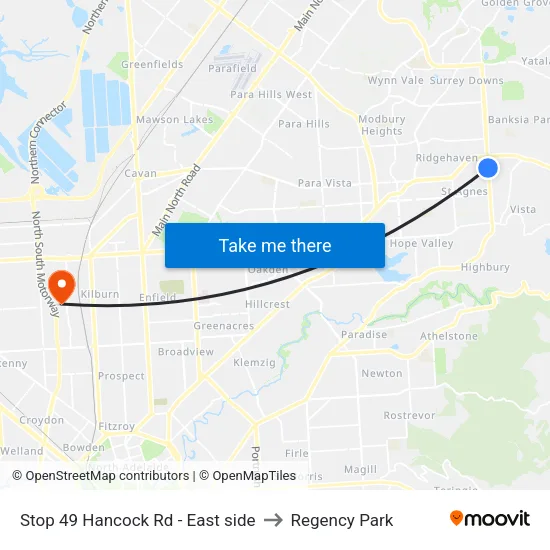 Stop 49 Hancock Rd - East side to Regency Park map