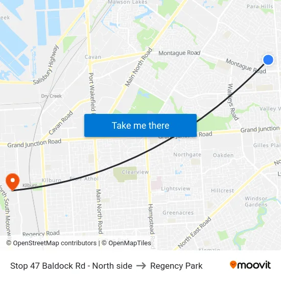 Stop 47 Baldock Rd - North side to Regency Park map