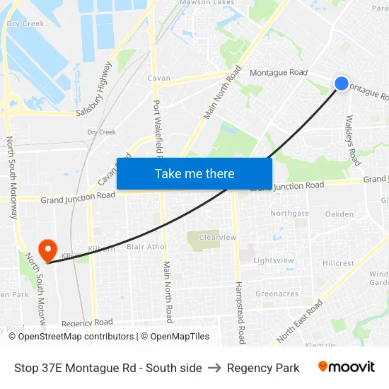 Stop 37E Montague Rd - South side to Regency Park map