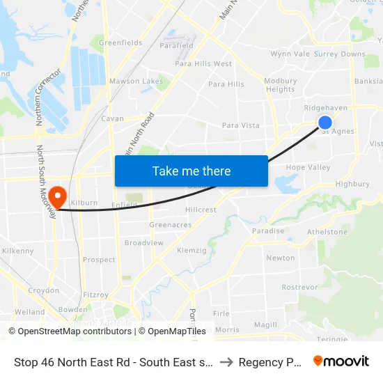 Stop 46 North East Rd - South East side to Regency Park map
