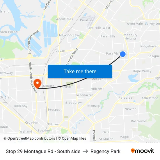 Stop 29 Montague Rd - South side to Regency Park map