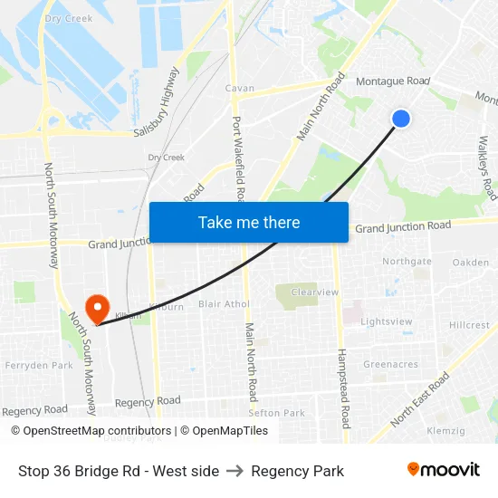 Stop 36 Bridge Rd - West side to Regency Park map