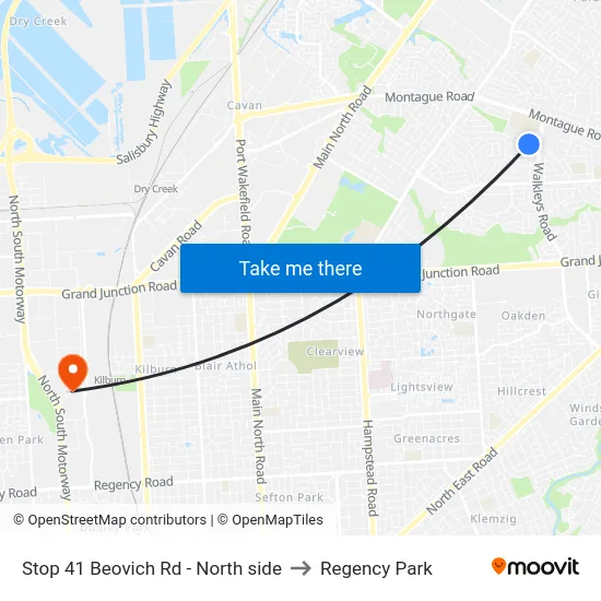 Stop 41 Beovich Rd - North side to Regency Park map