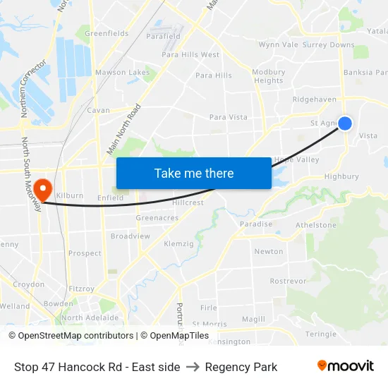 Stop 47 Hancock Rd - East side to Regency Park map